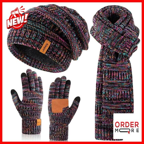 Winter Beanie Scarf Gloves Set, Touchscreen, Slouchy Hat, Long Scarf main image 6